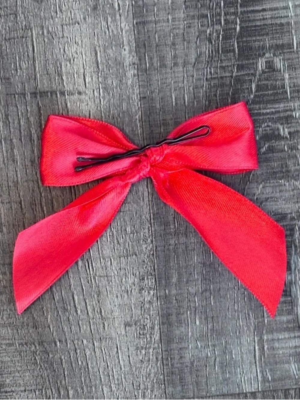 💞 New Colorful Red Hair Bow with Attached Bobby Pin